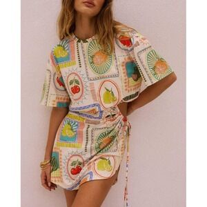 NWT Seven Wonders Brizzie Mini Dress Small Agata Print Summer Fruit Tropical